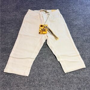 Hybrid & Company Cream Pants with Yellow Floral Hang Tag